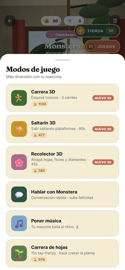 Minijuegos de la app
